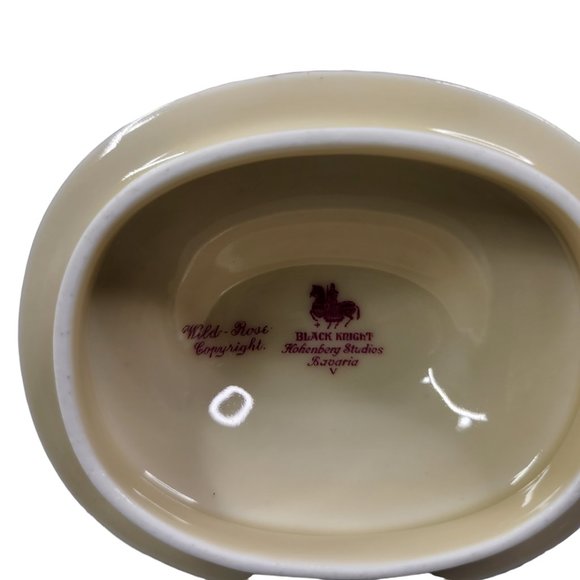 Vintage 'Wild Rose' Black Knight Hohenberg Studios Bavaria Creamer & Sugar Bowl - Picture 4 of 9